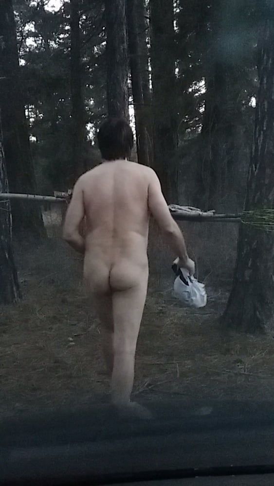Walking around camp sites nude  #5