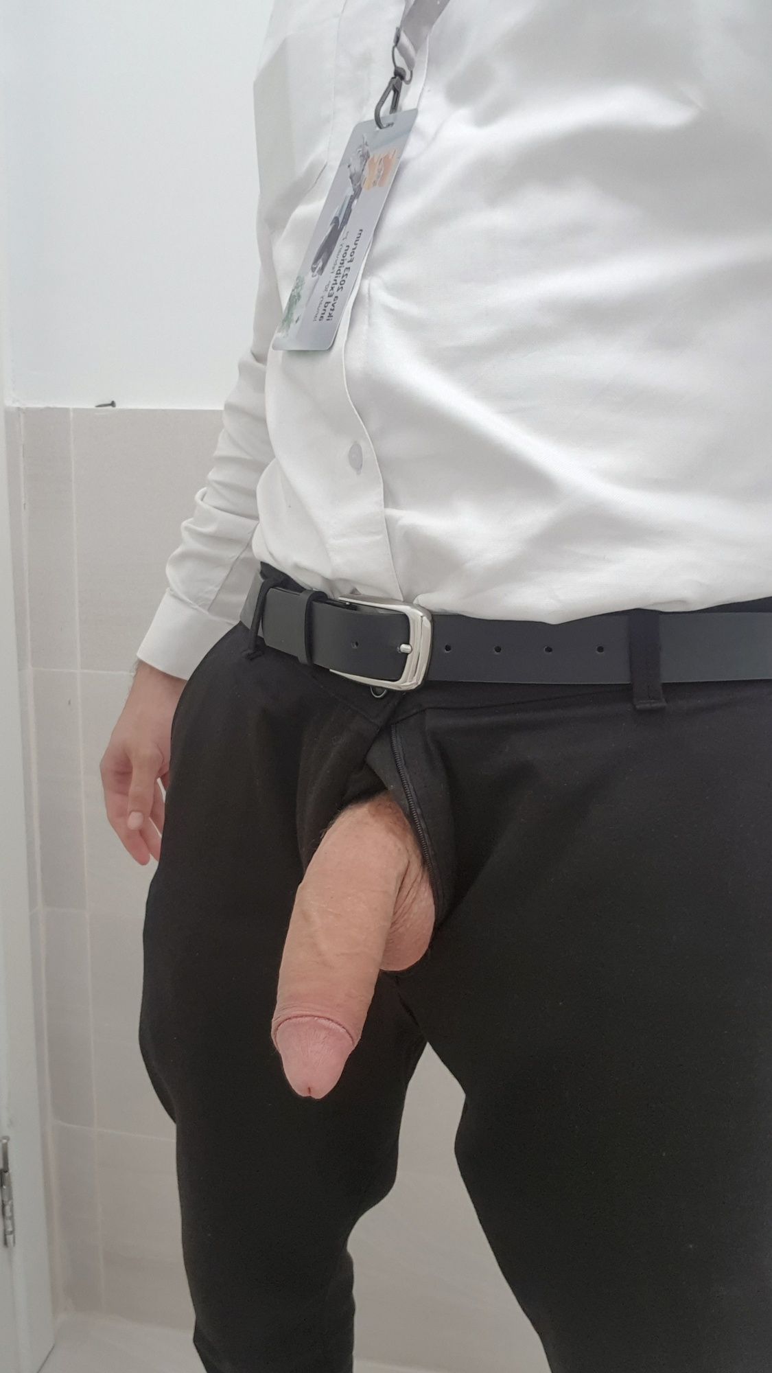 Had to let my cock out to breathe in the office toilet