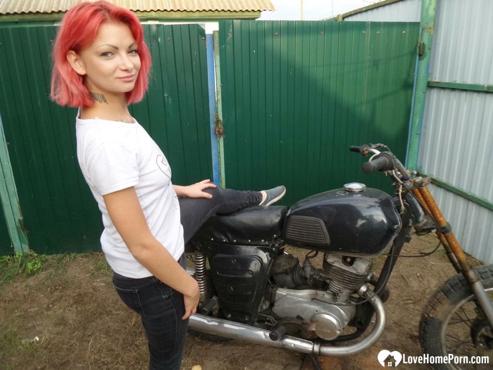 Redhead babe really likes my new bike #57