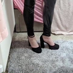 New 5 inch heels and tight shiny leggings