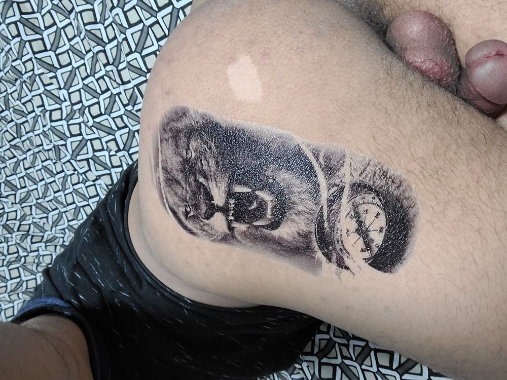 Fake lion tattoo on my ass #3