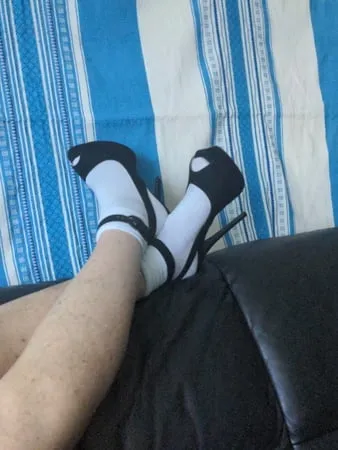 me in high heels and ankle socks         