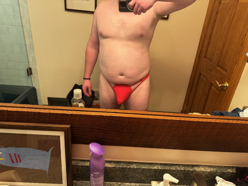 Fat man thong try on #2