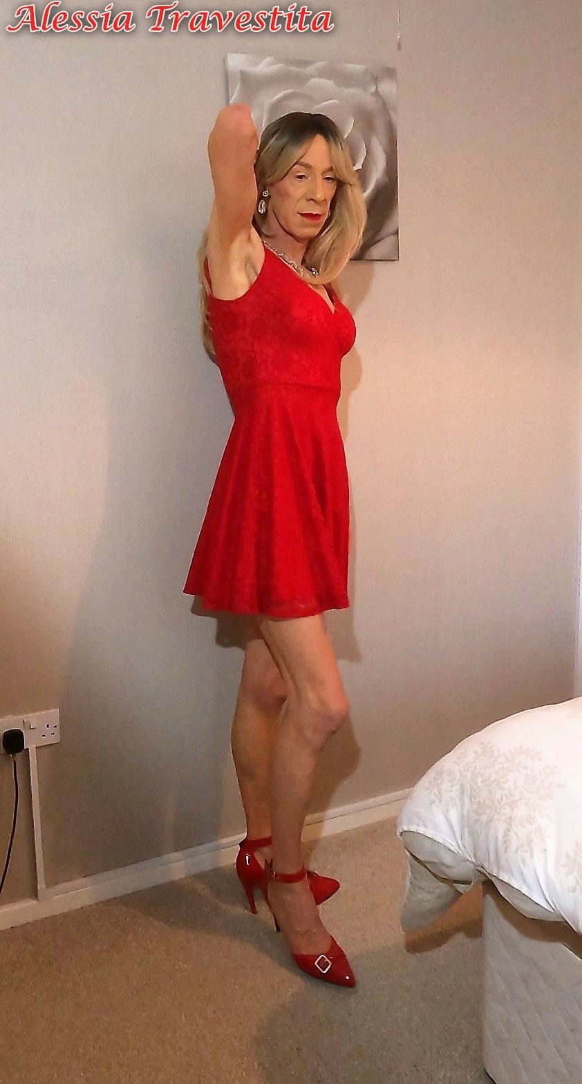 65 Alessia Travestita in Flirty Red Dress #48