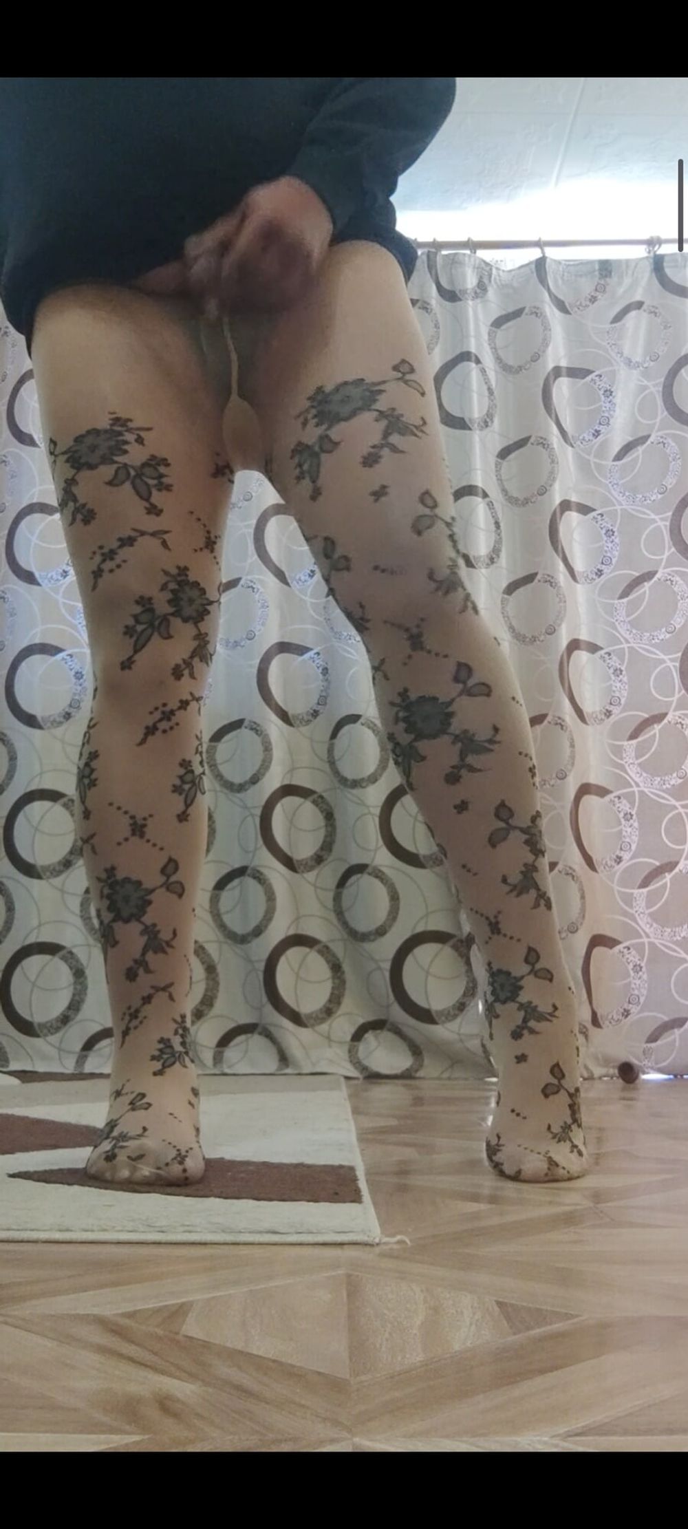 Patterned pantyhose cock masturbation #43