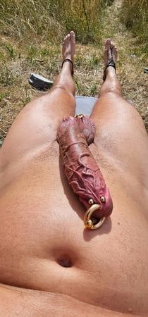 more huge dick, big cock,  monster penis, naked, outdoor