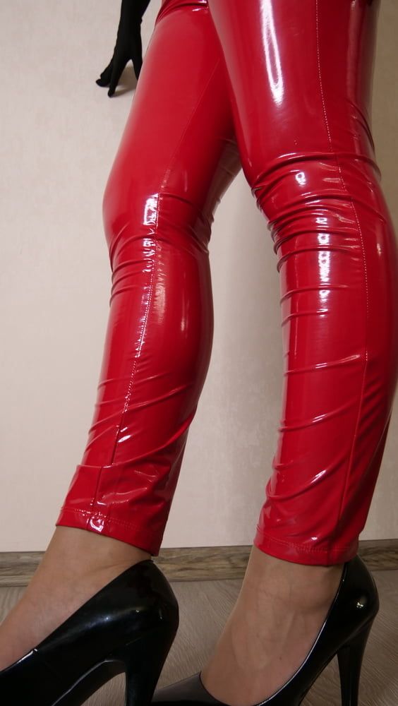 Skirt, panties and red sexy latex leggings #2