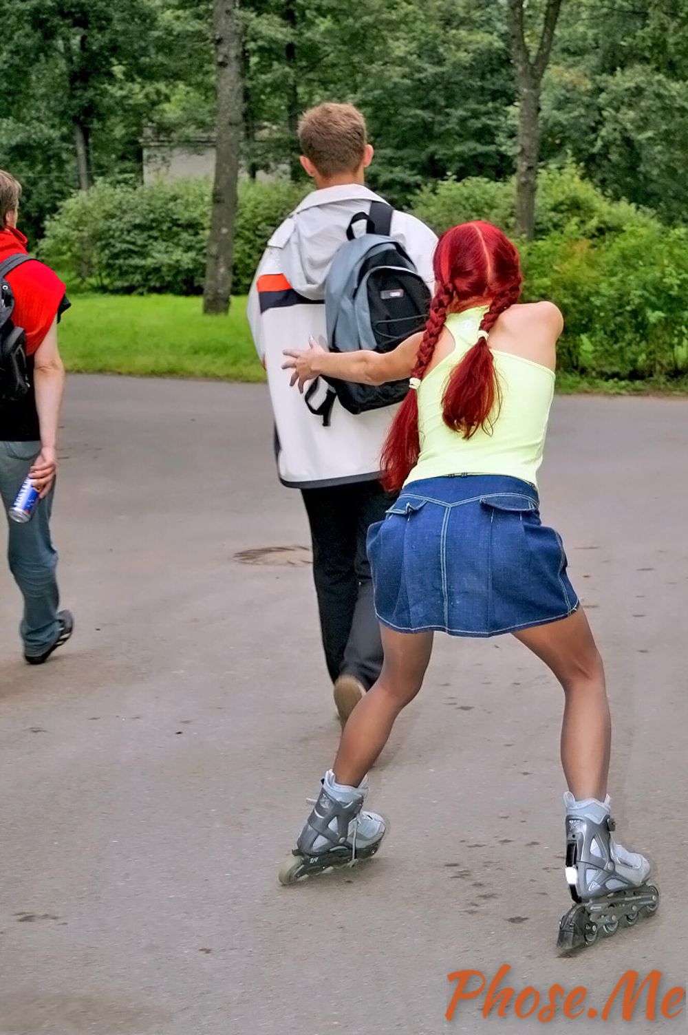 Redhead On Rollerblades Wearing Pantyhose #33