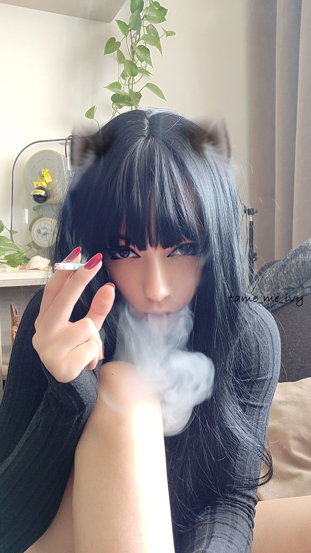 Goth Girl smoking #7