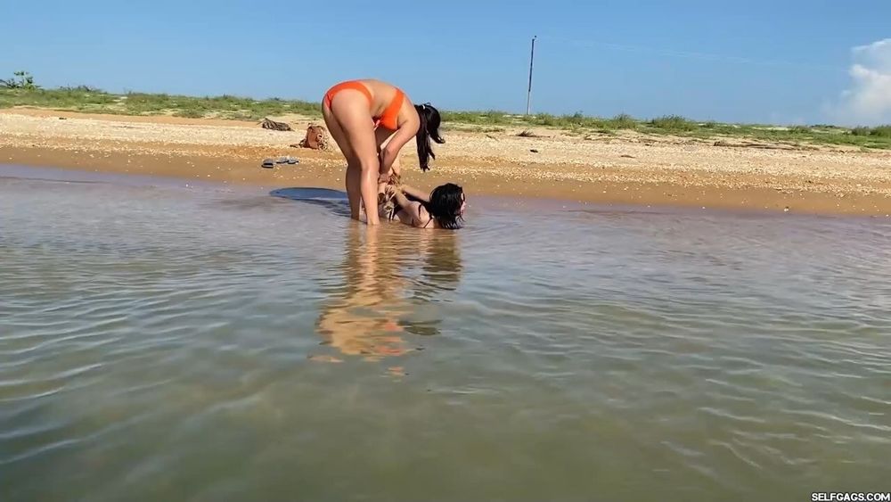 Hogtied And Ball Gagged In Sea Water - Selfgags #12