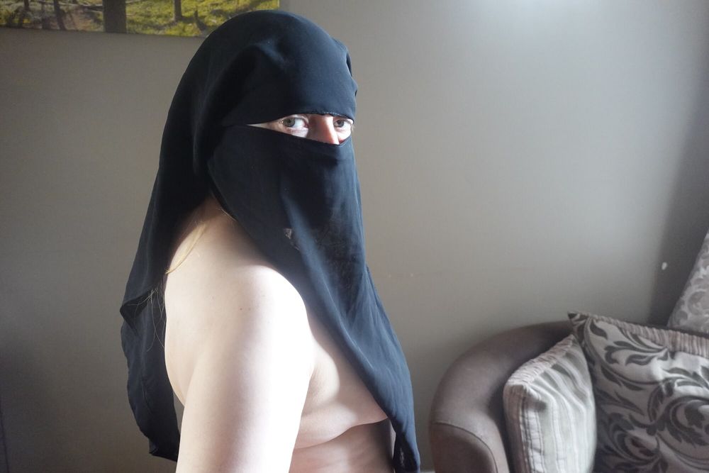 Nude in Niqab and boots #6