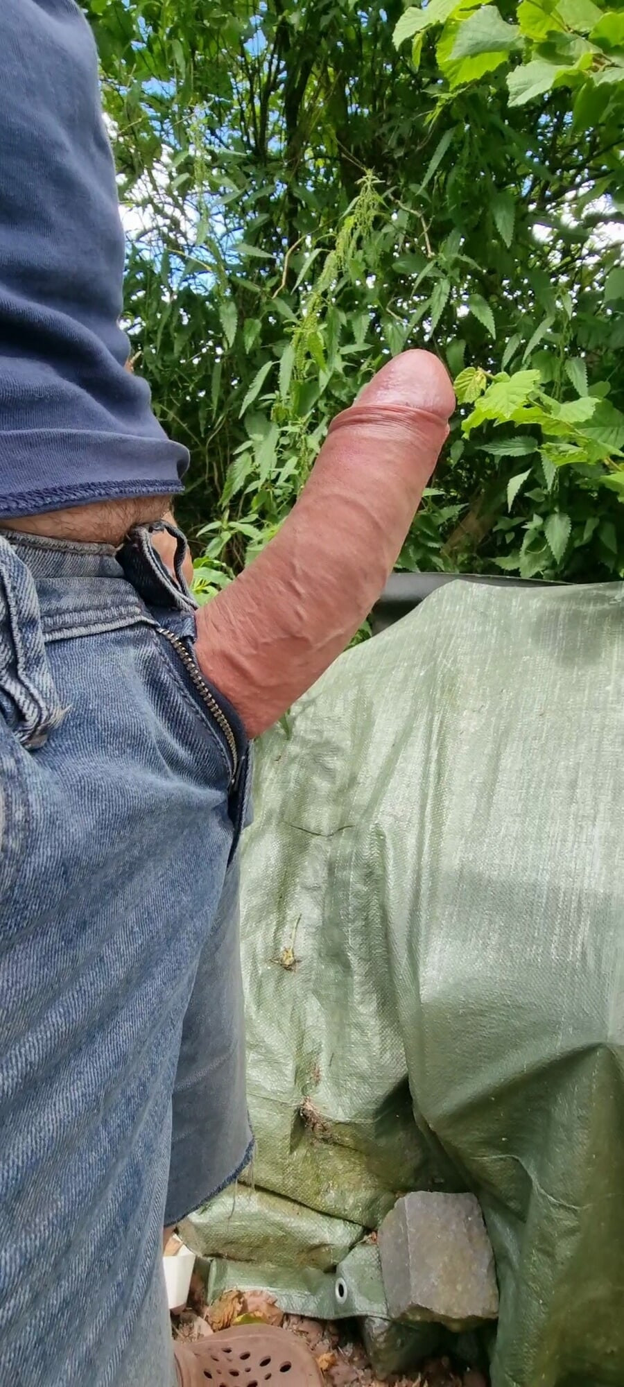 Playing wit my big fat cock outside #6