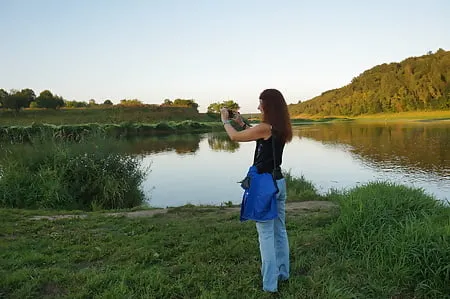 upon volga river golden evening         