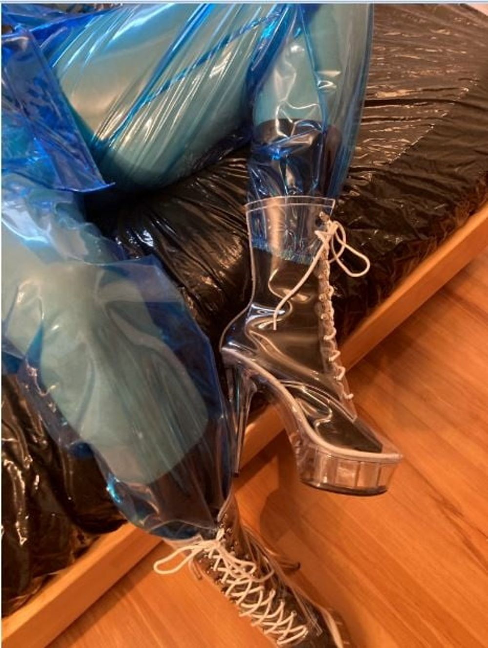 Blue Transparent PVC and Clear PVC Boots 2 #4