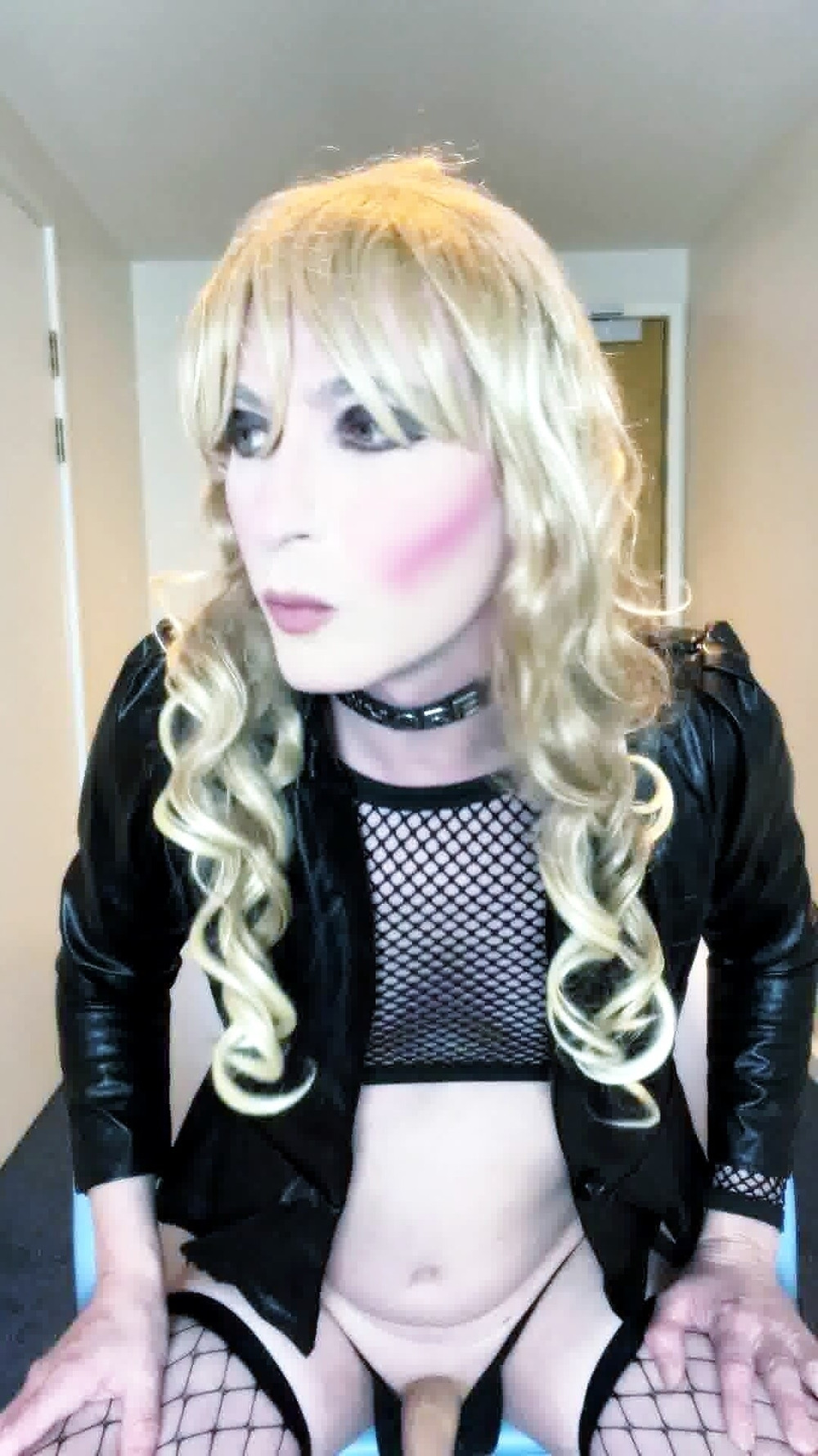 Sissy with two big black dildos #13