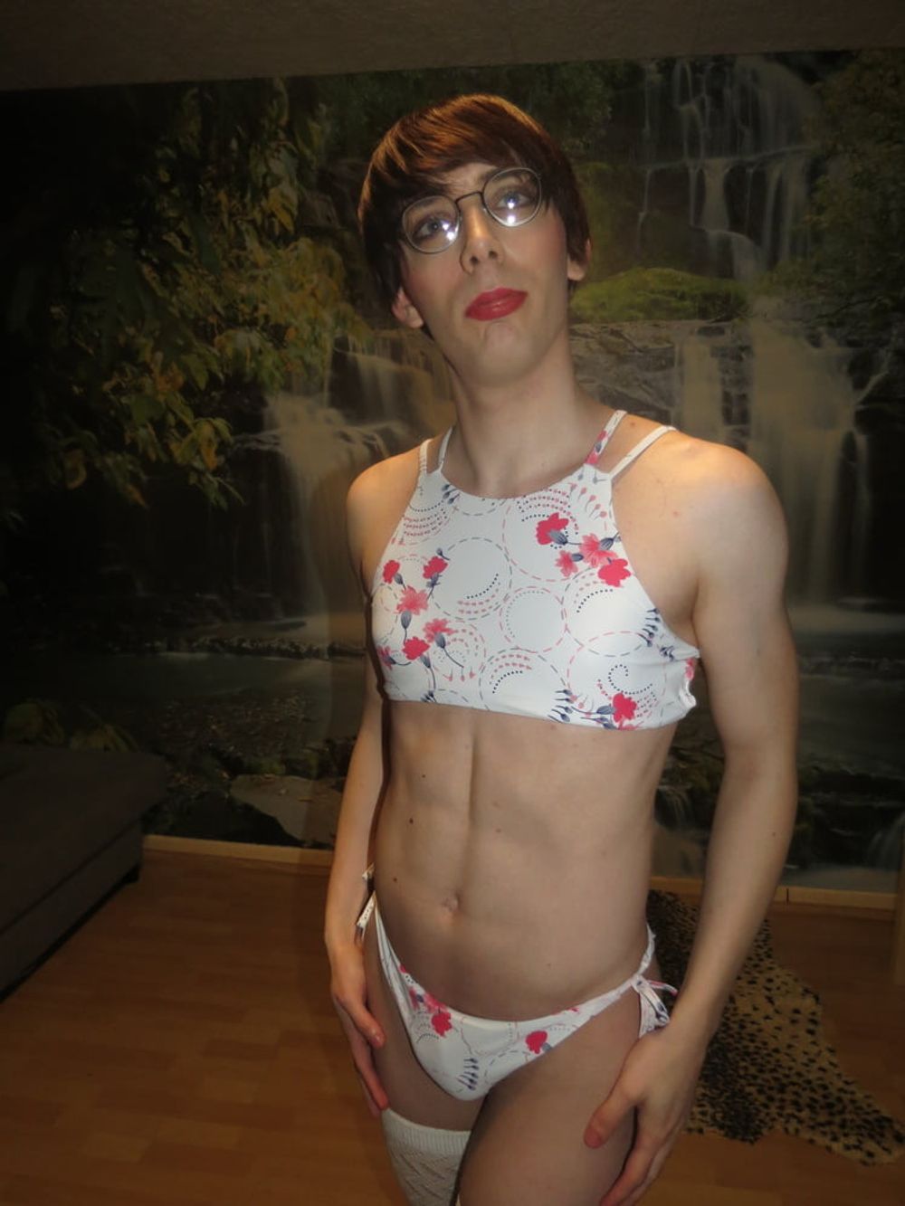 Sissy Faggot White Bikini #3