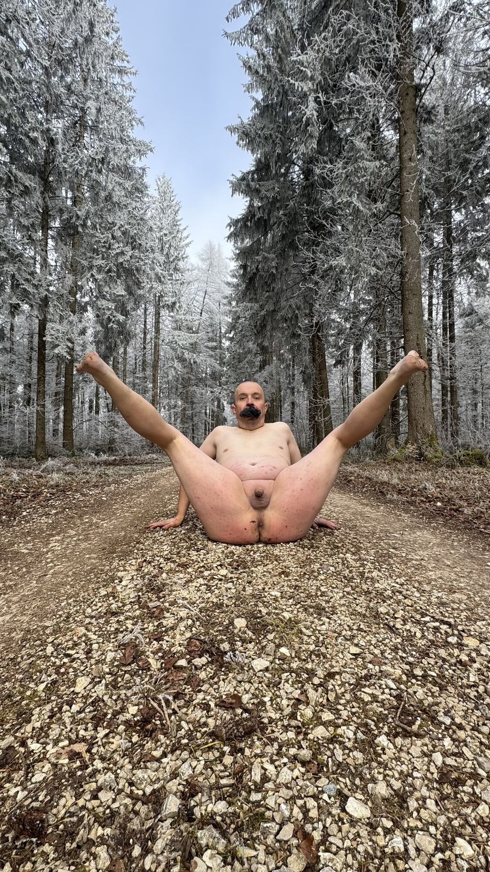 the faggot Christoph naked in the forest #9