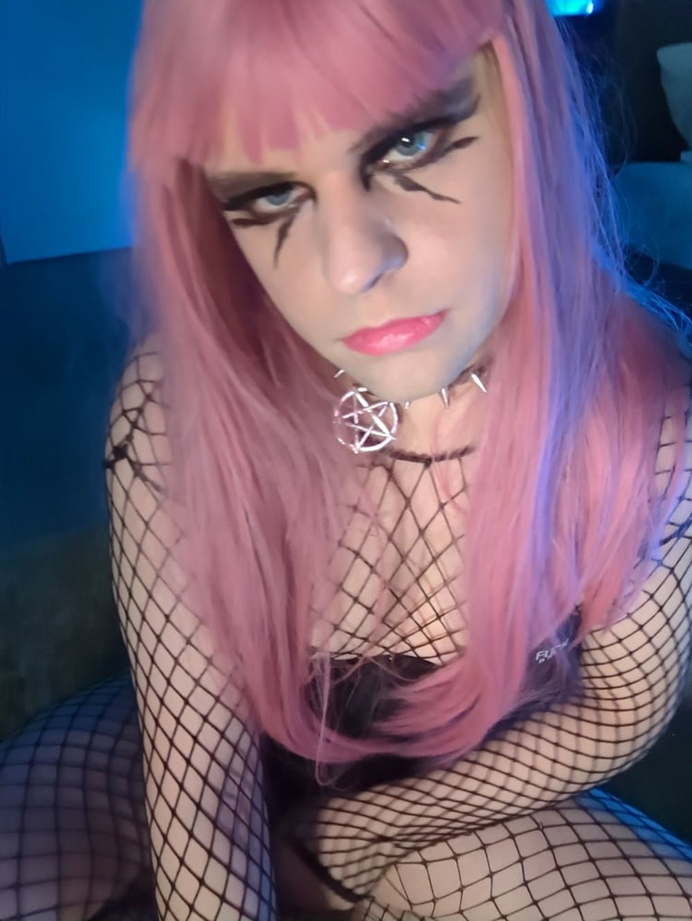 Goth Sissy Spooky FISHNET Tranny Shemale #13