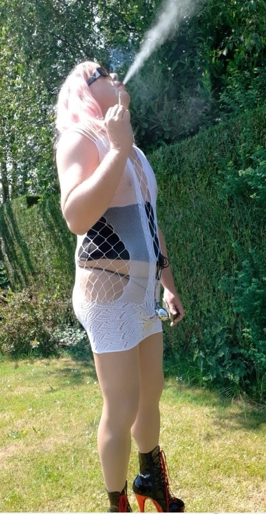 Smoking caged with natural tits #22