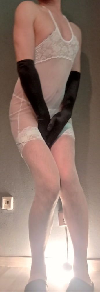 New white sexy lingerie and white stockings