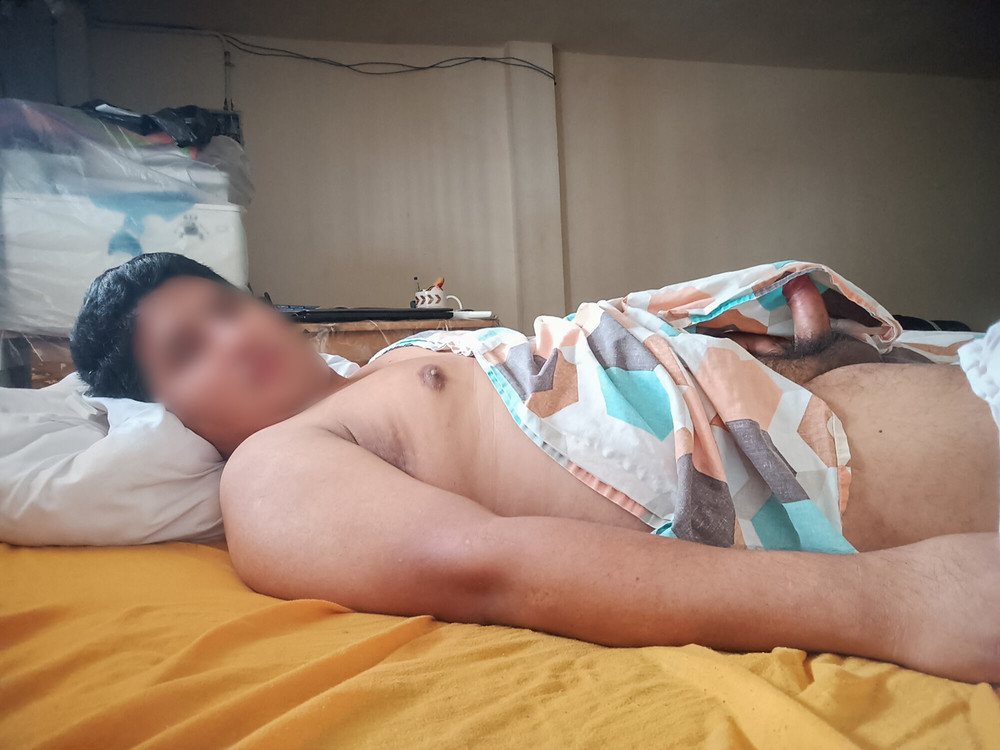 Me lying down with my penis erect - 03 (Naked and aroused) #23