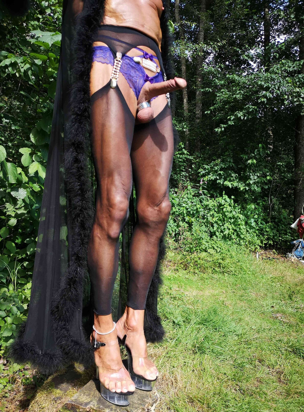 Open Tights and Boner at public Nudist Lake #25