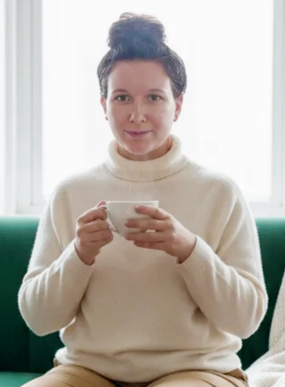 My 61F maid had me pose nude in white turtleneck sweaters #42