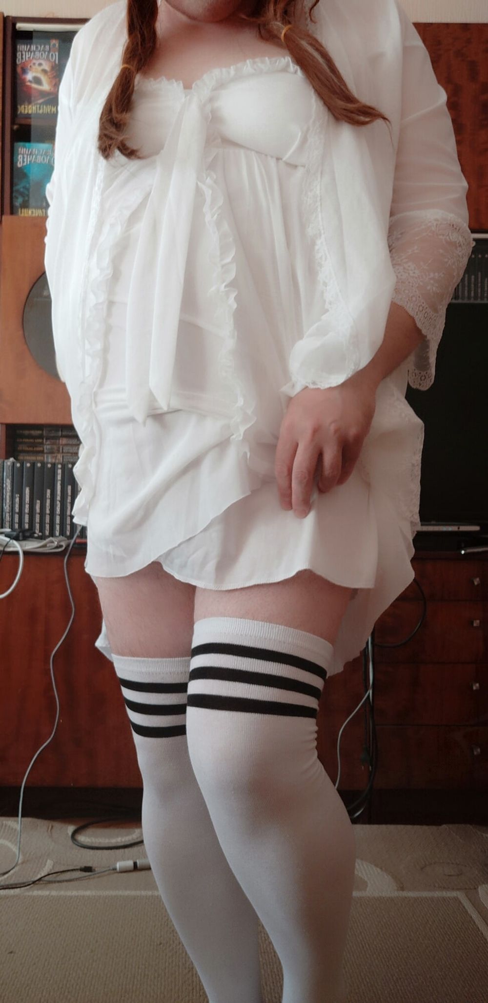 Sissy Aleksa posing in new white underwears  #54