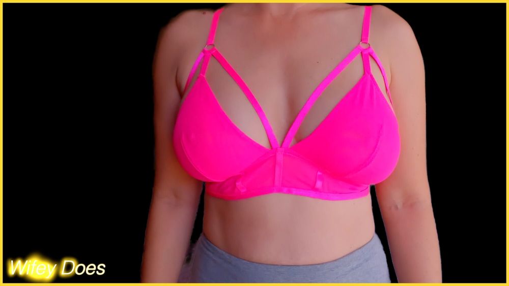 Wife stuns in hot pink bra #3