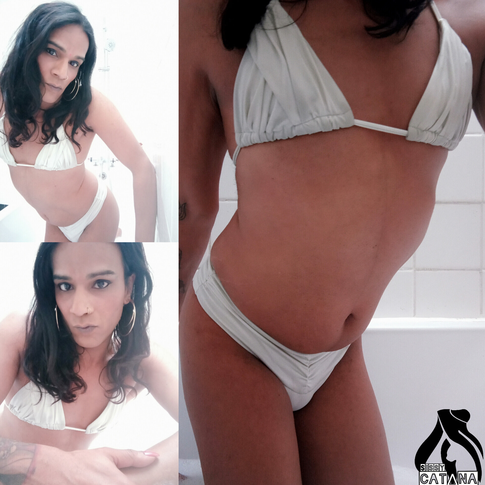 tsgirl in white bikini takes her bath Non nude short  serie  #23