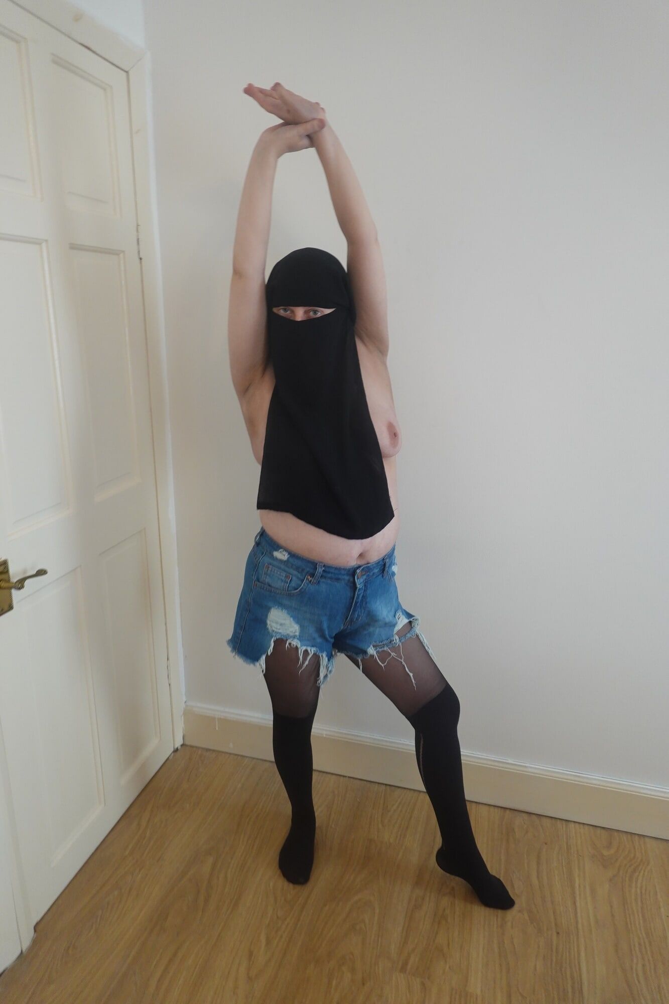 Wearing Shorts and pantyhose in Niqab  #12
