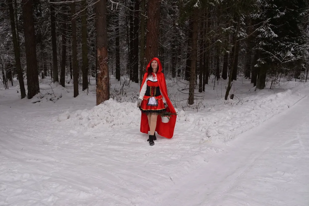 Little Red Riding Hood on a forest path #2