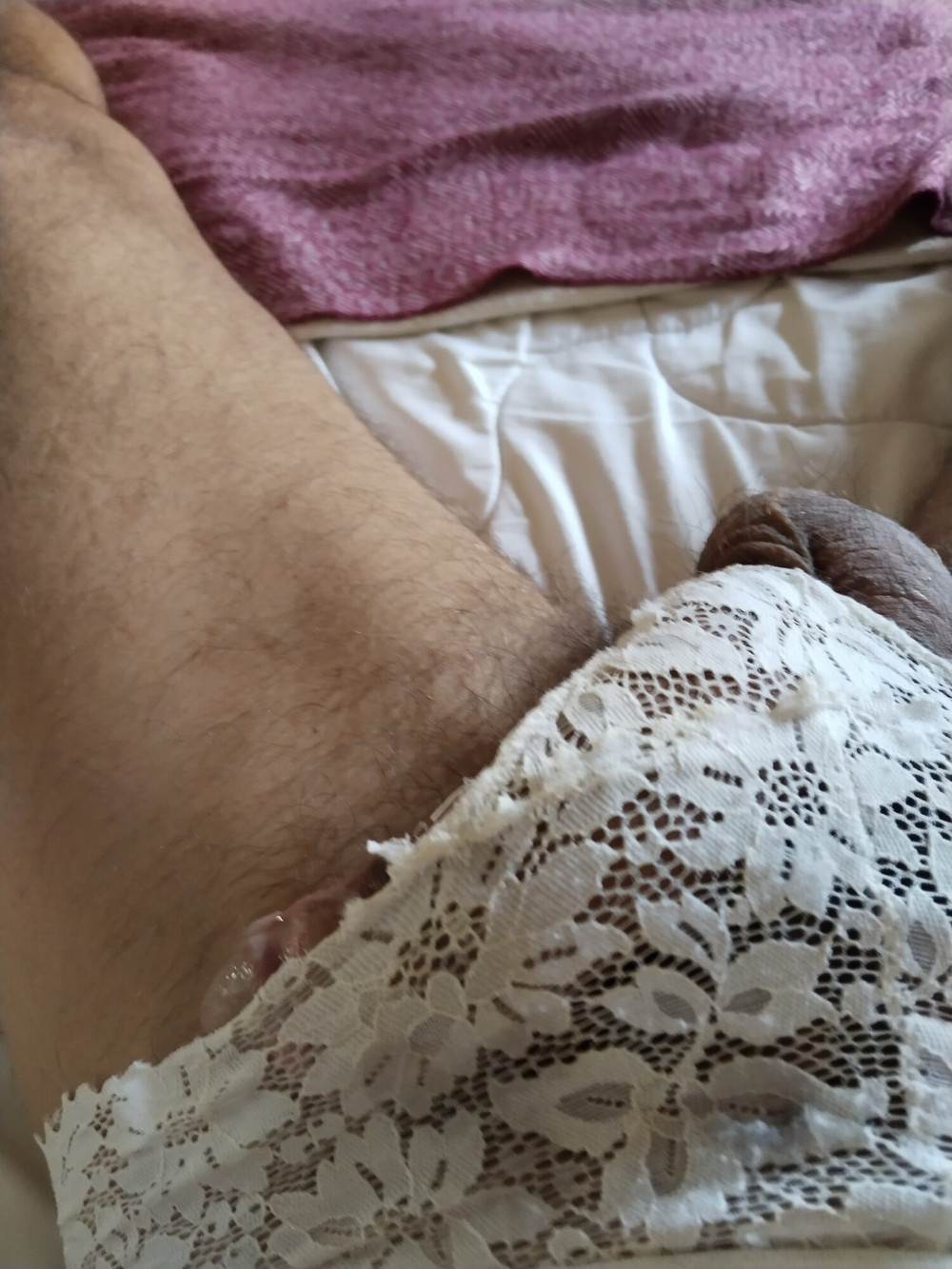 Whites panties precum  #46