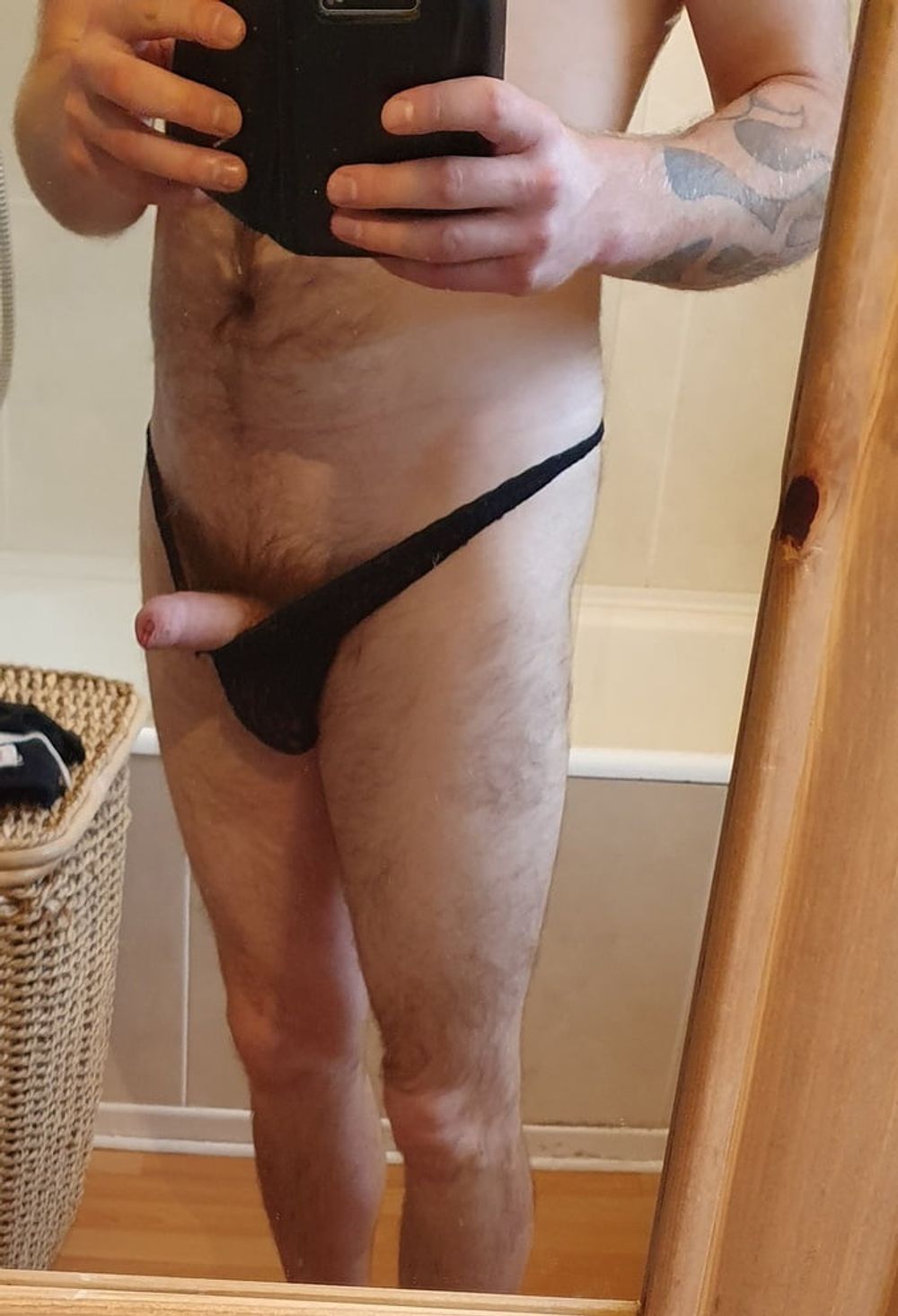 Black lacy thong