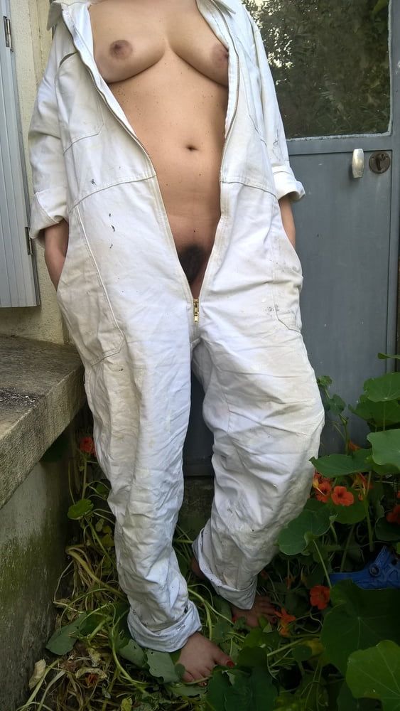 Hairy Mature Wife In Coveralls Outdoors #6
