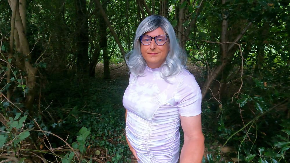 Amateur crossdresser Kellycd2022 masturbating in the wood #33