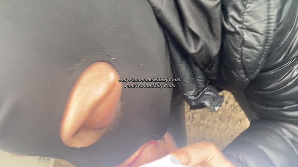 Risky Public Blowjob by the Car – Cum on My Leather Pants  #13