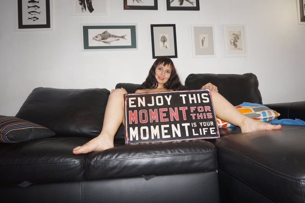 Brunette Milf On Leather Couch #13