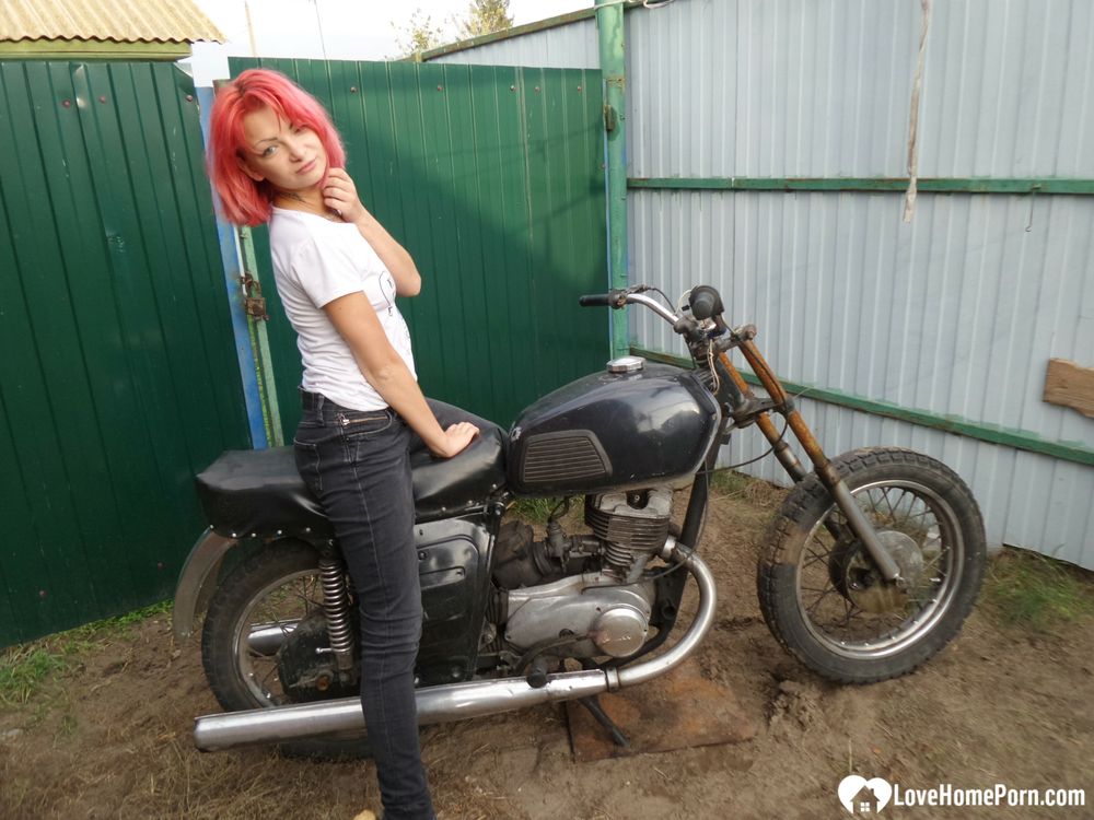 Redhead babe really likes my new bike #52