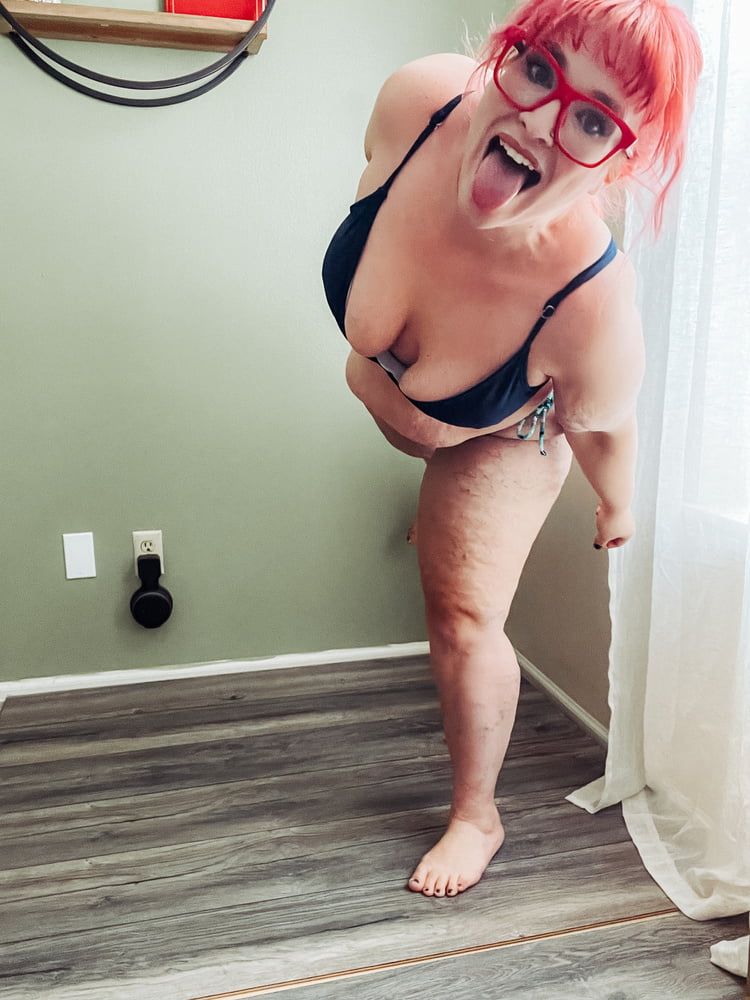 BBW Tries on a Micro Bikini striping down and gets naked #4