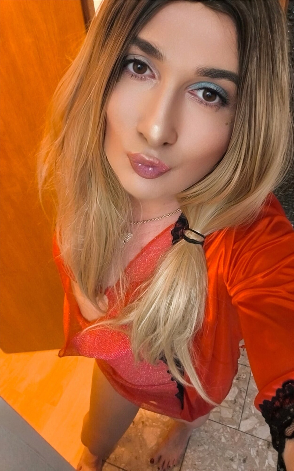 A real trans queen in red lingerie #26