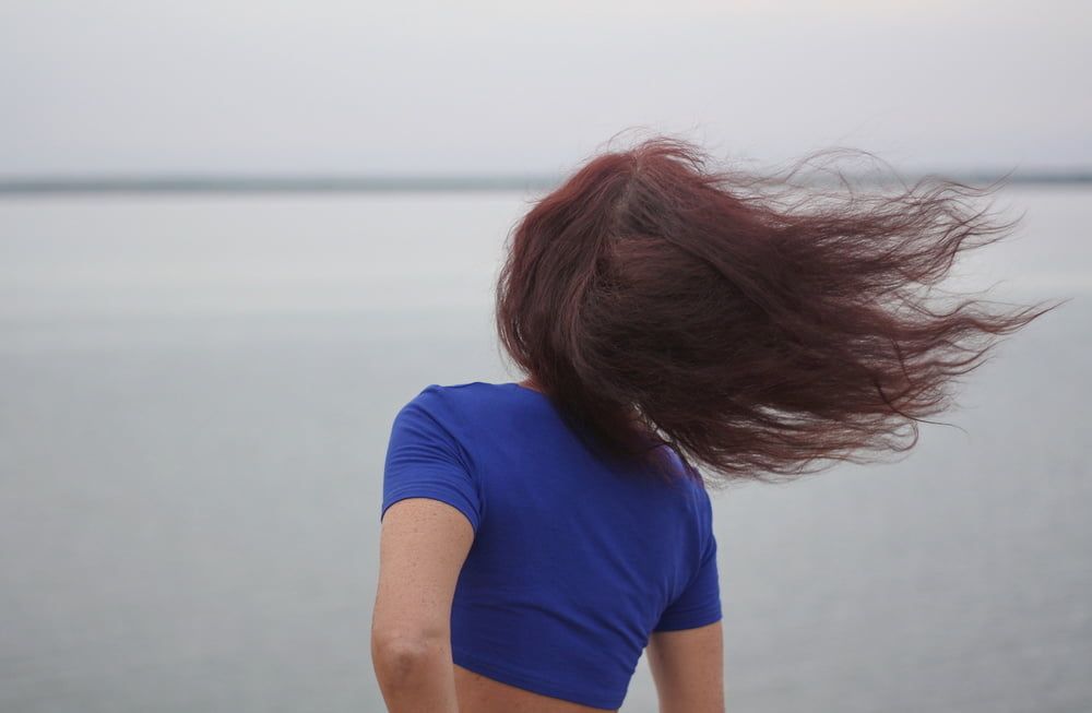 Evening potrait against the background of the river #33