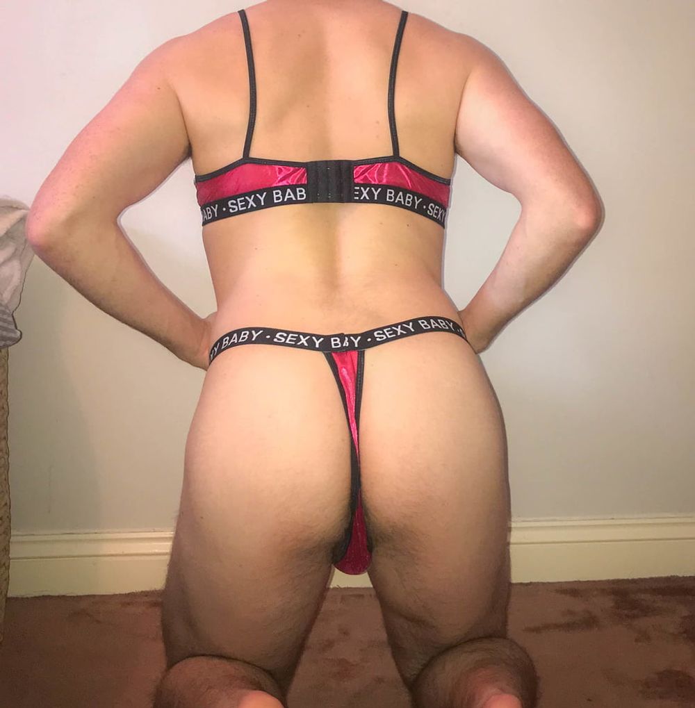 Satin thong and bra - big ass cd slut  #22