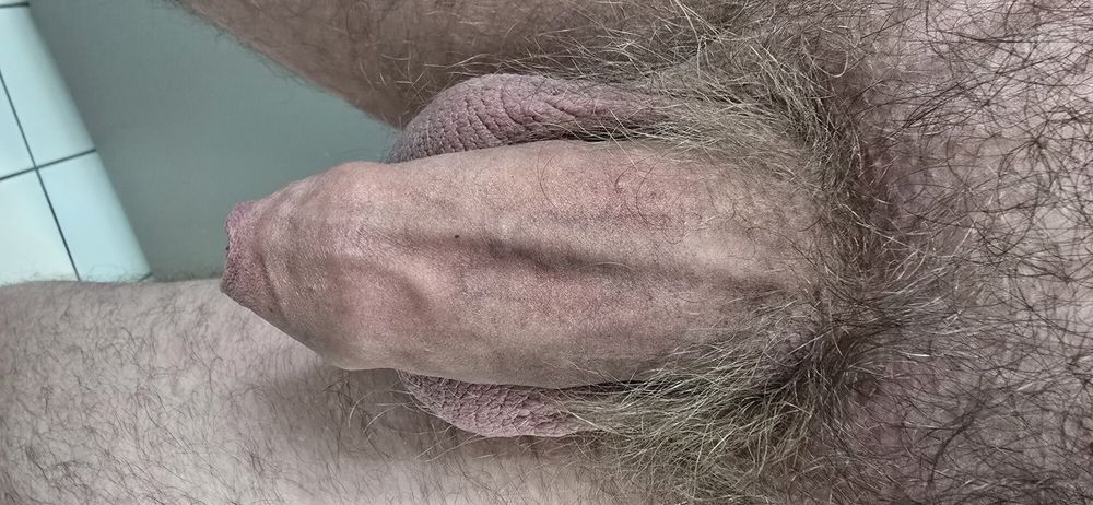 Hairy uncut cock huge foreskin close-up art #14