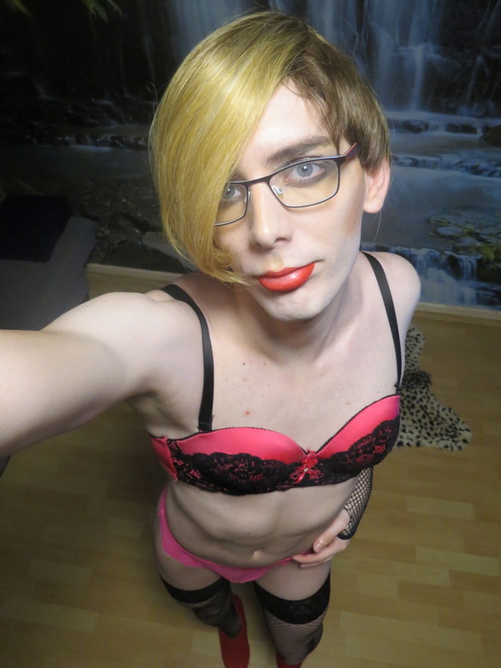 Sissy Faggot Dressed In Pink