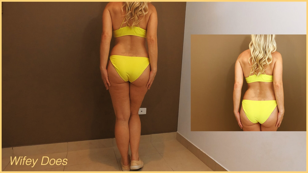 Wifey wears a skimpy yellow bikini #7