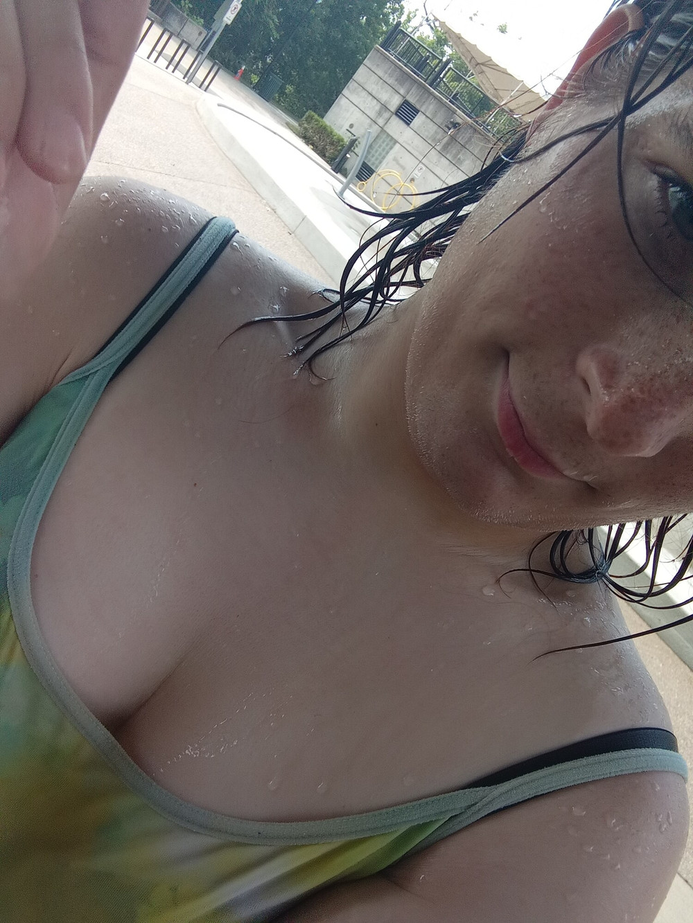 Me in a green tank top and grey panties  #16