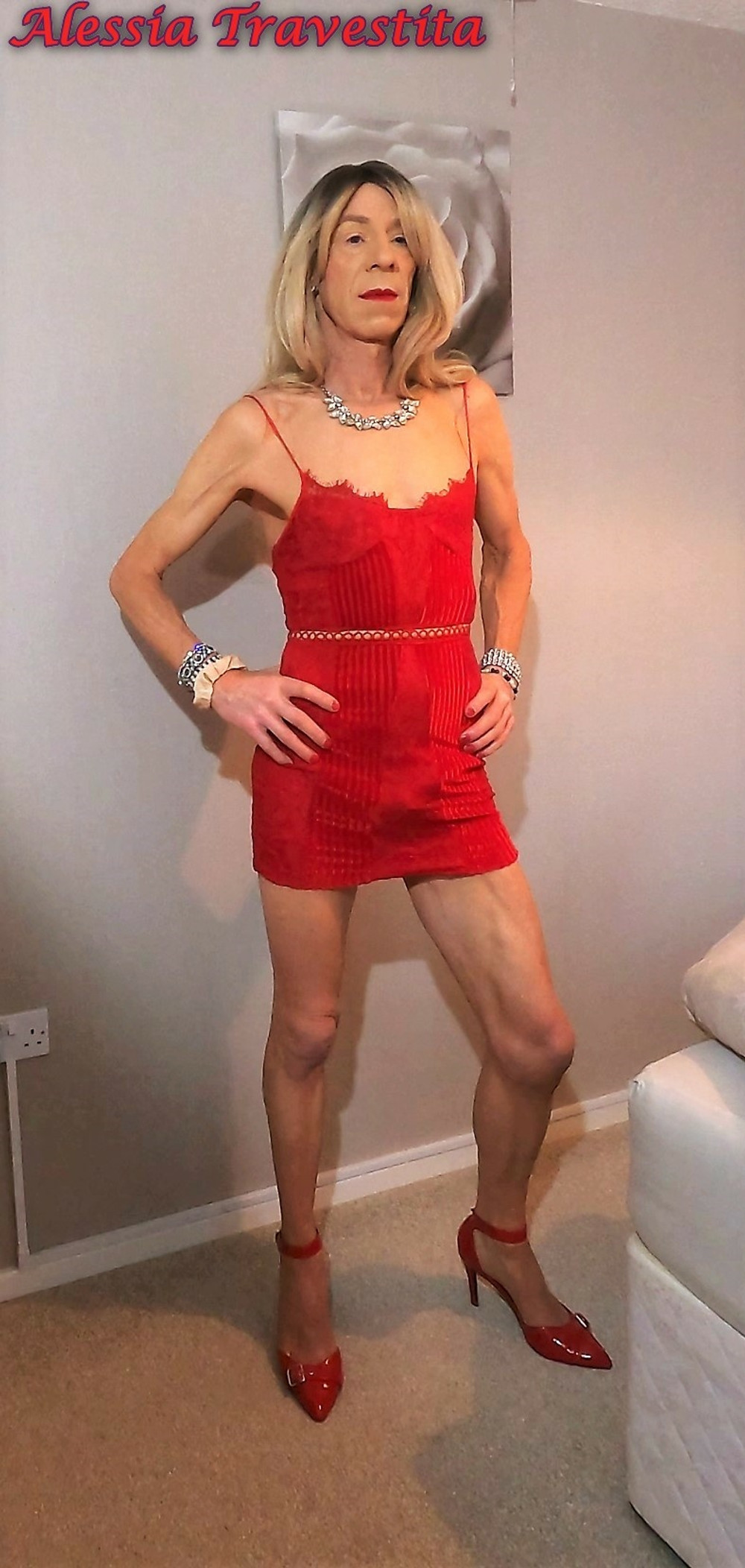 66 Alessia Travestita in Red Velvet Dress #36