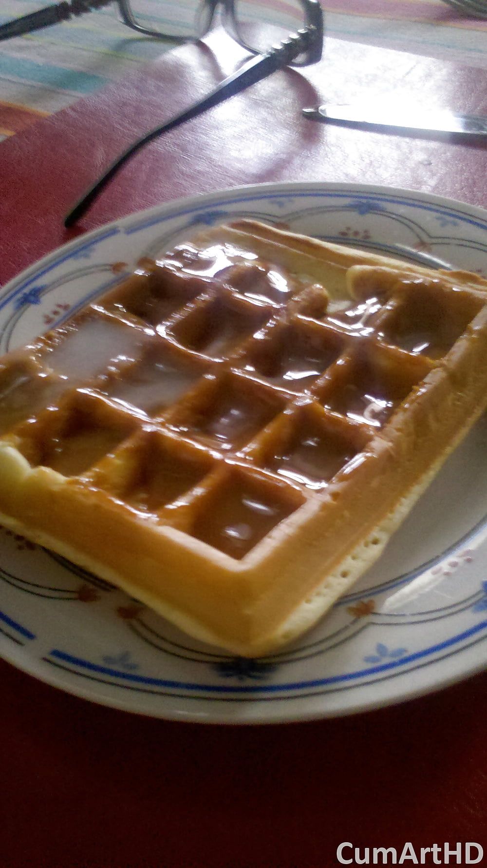 Cum on food! Waffle with milk caramel & cum (from 2012) #5