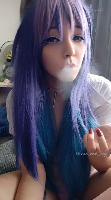 Cute Anime Girl smoking a cig #11